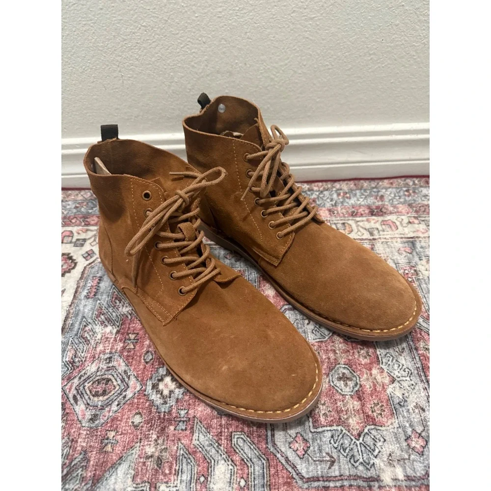 JACK JONES Mens Brown Suede Lace Up Ankle Boots Size‎ 44 US 10.5 NEW